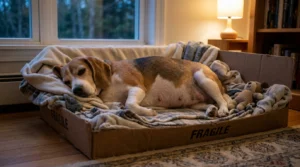 Dog & Cat Pregnancy Due Date & Gestation Calculator: Breed Milestones Pregnant dog resting in a whelping nest illustrating the canine gestation and due date calculator