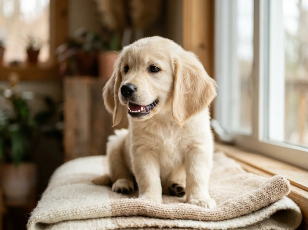 Eight-week-old puppy with baby teeth illustrating rapid early developmental DNA methylation